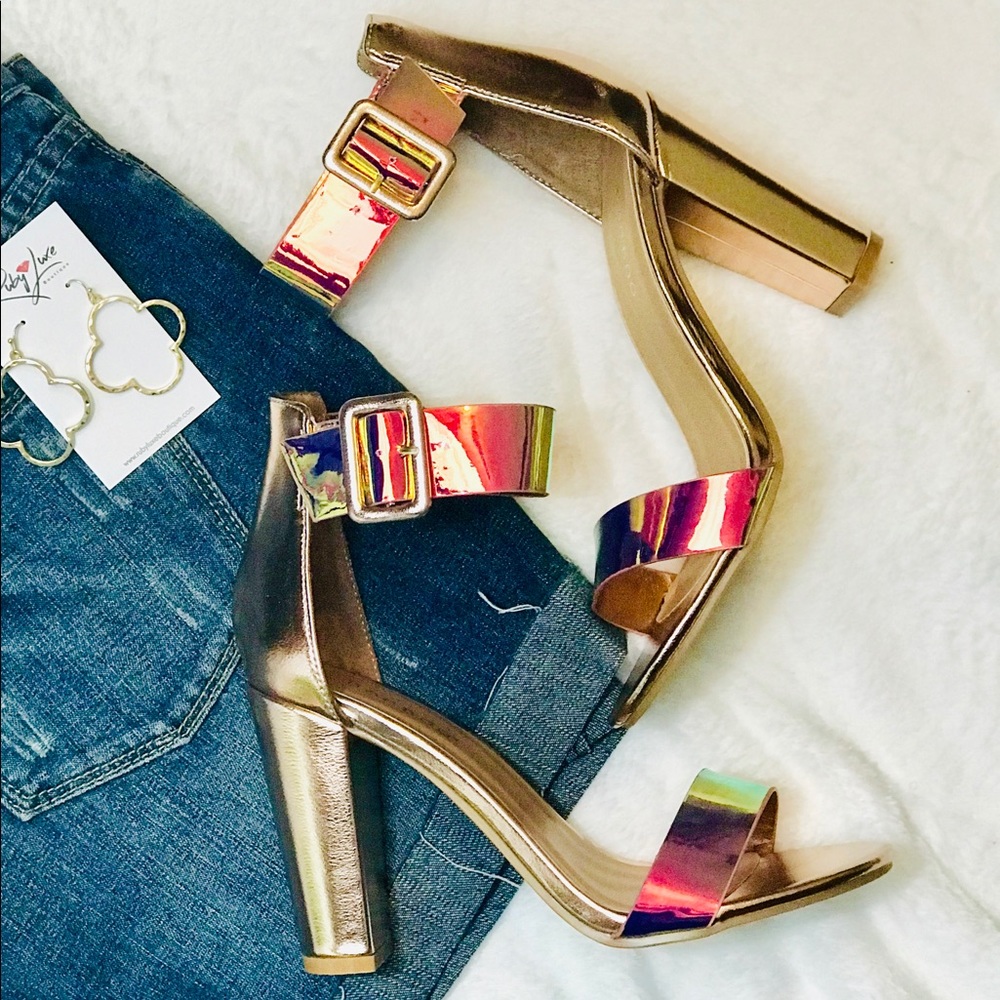 Open toe ankle strap heels